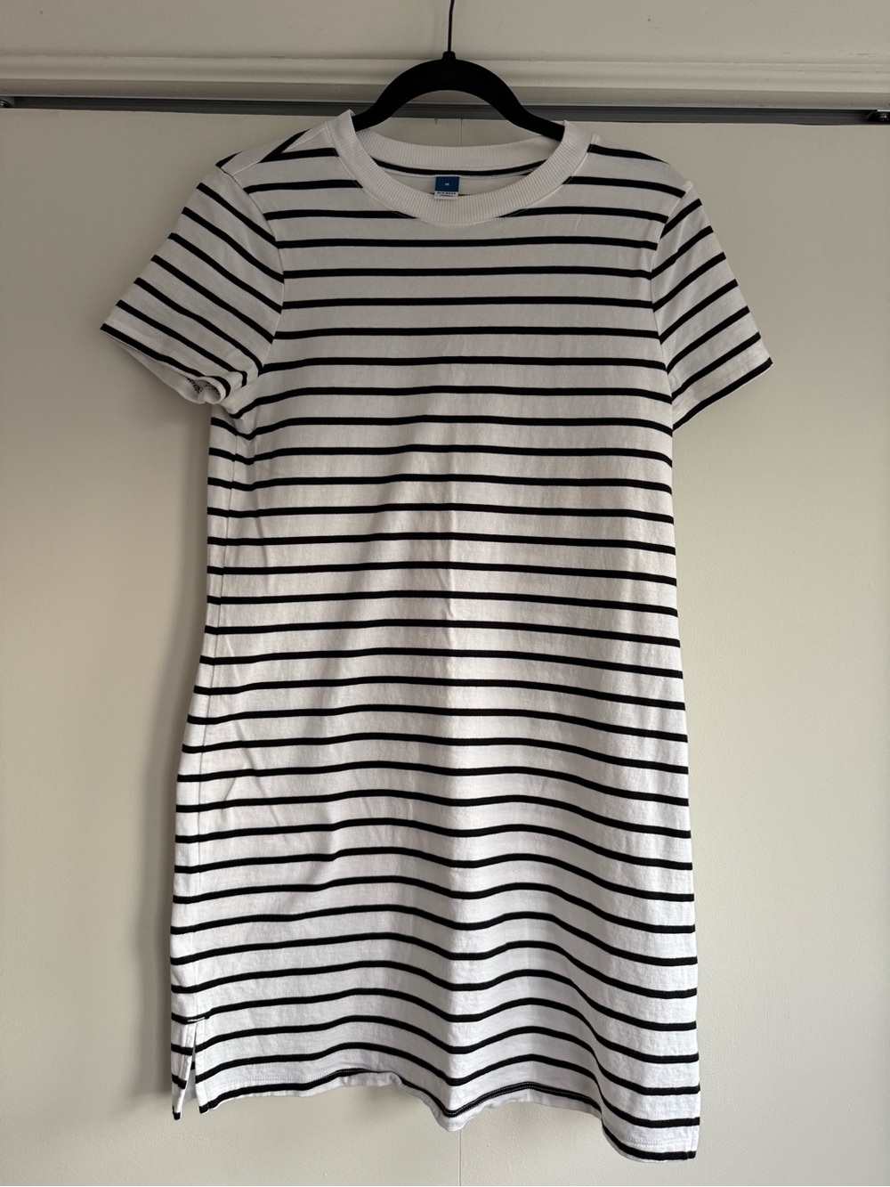 Old Navy White & Black Striped Short Sleeve T-Shirt Dress, Sz M
